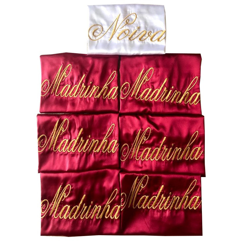 Kit com 7 Roupões de Cetim Noiva Casamento Hobie Mãe da noiva Madrinha Robi