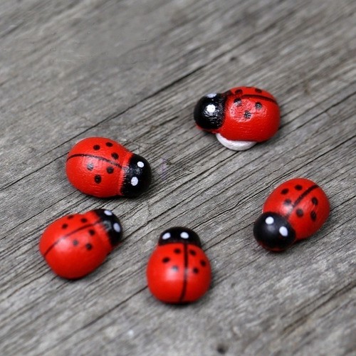 10 Mini Joaninhas Adesivas 3d - Miniaturas para Terrários Jardim de Fadas