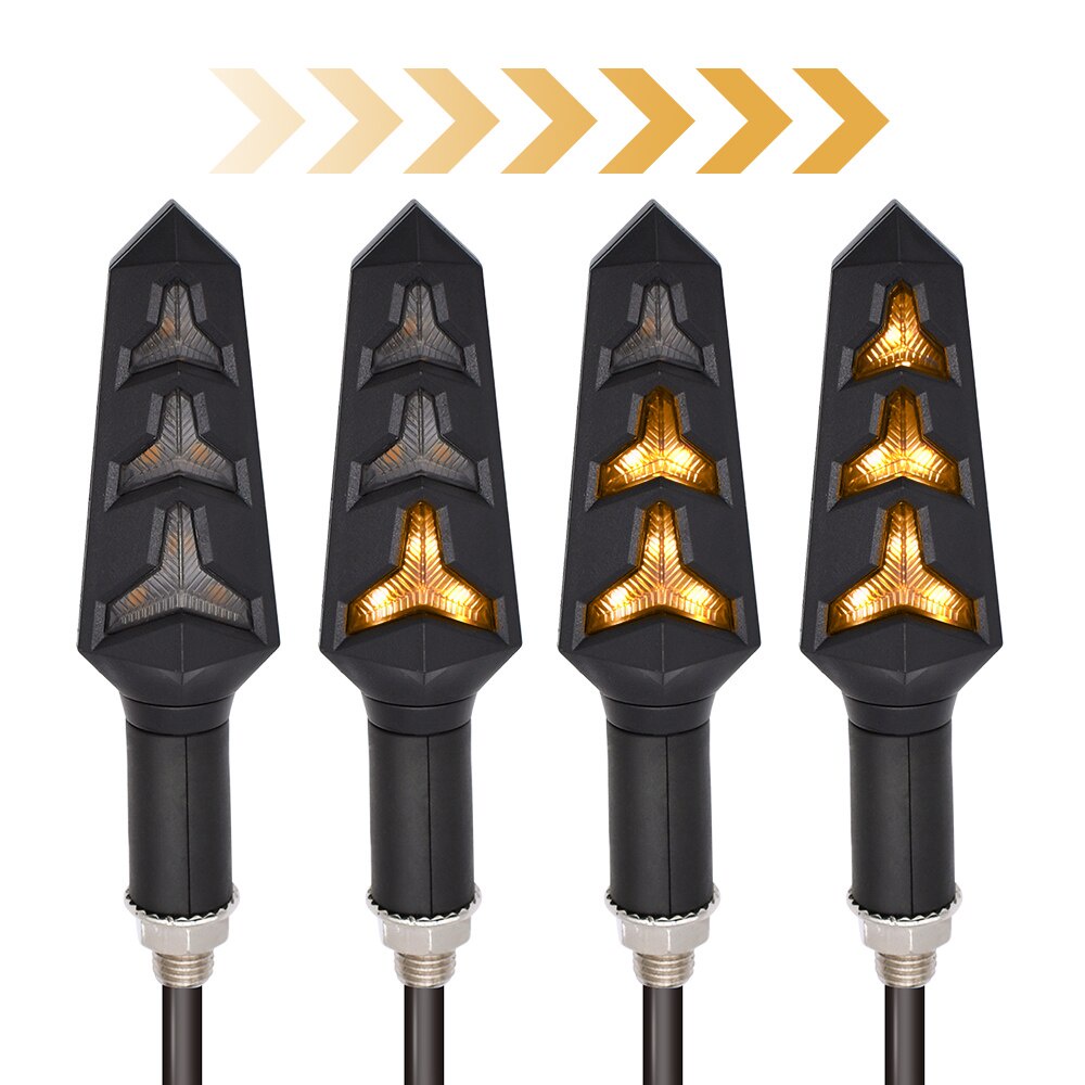 Kit 4 Peças Pisca Palito Slim De Seta Led Sequencial Esportiva Para Moto Amarelo Universal 12V