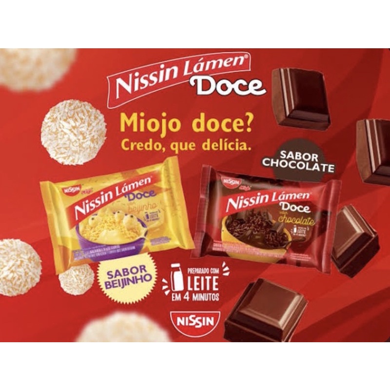 Miojo Doce Nissin Beijinho e Chocolate Brigadeiro Original Lamen ...