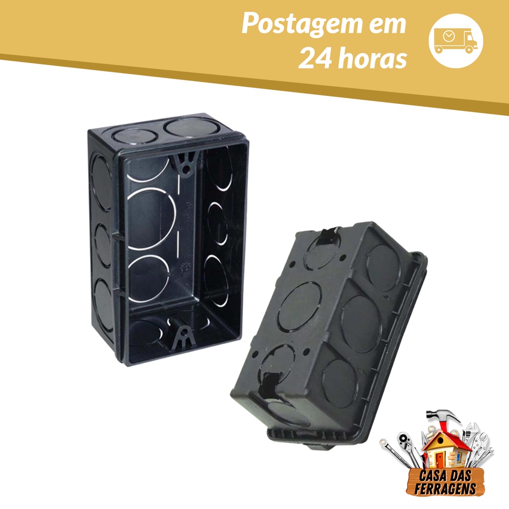 Kit 60 Caixinhas elétrica 4x2 Reforçadas p/ tomada/interruptor luz e energia - Preta em Oferta na Shopee