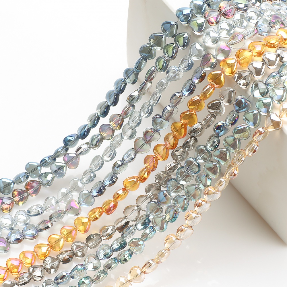 ZhuBI Contas De Cristal (8mm 50 Pcs) Vidro Cor De Pêssego Do Coração Amor Multicolor Translúcido Para Fazer Pulseira Brinco Colar Diy Loose Kit Set Acessórios em Oferta na Shopee