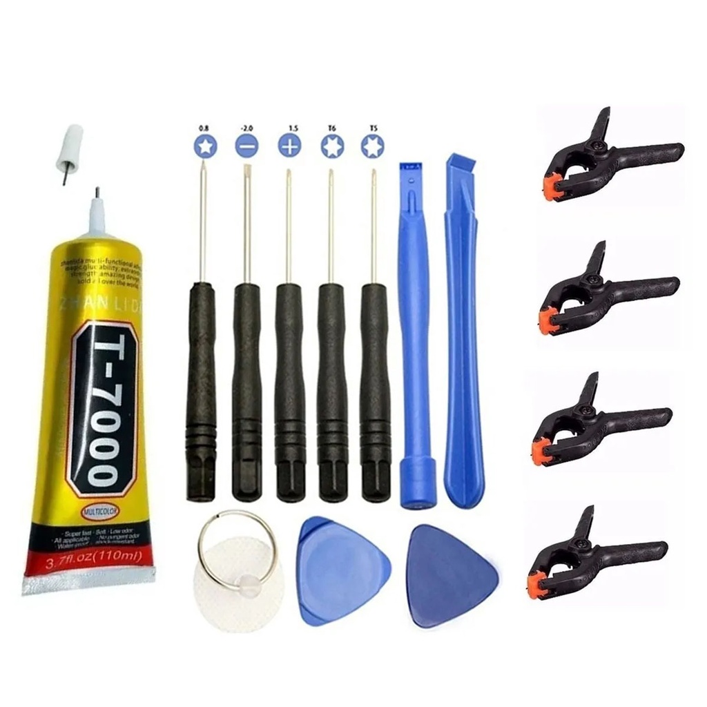 Kit Cola T7000 110ml + Ferramentas P/ Reparo + 4 Grampos Para Reparos E ...