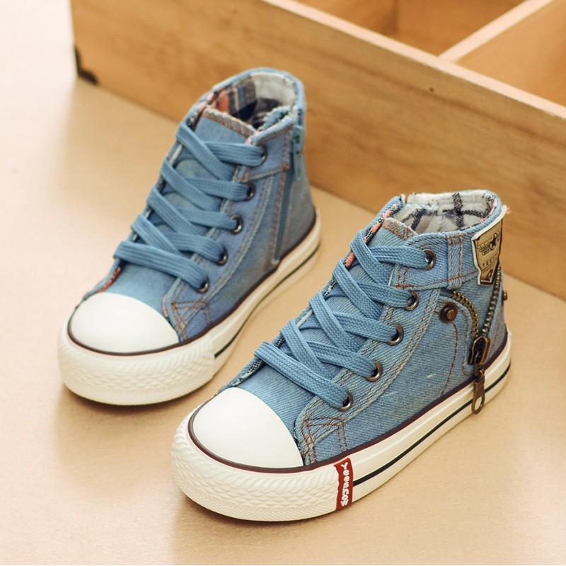 Tênis Infantil Unissex De Tecido Jeans causal Tamanhos 25-37