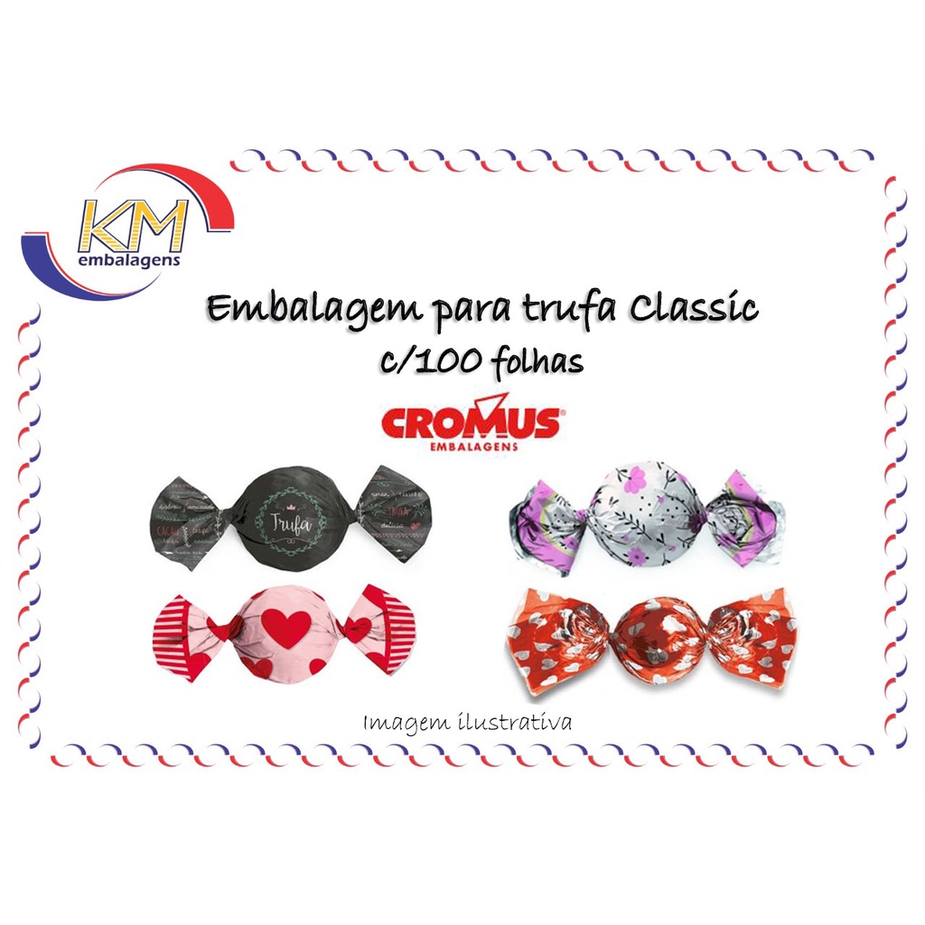 Embalagem para Trufa Classic c/100 unid - Cromus - folha trufas, bombons