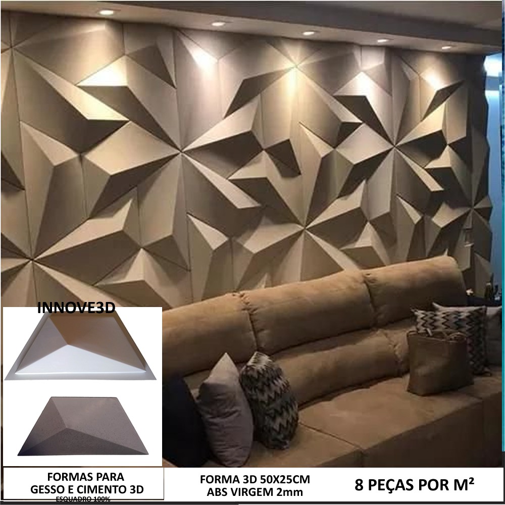 Molde 3d Trapezio M 50x25cm ABS 2mm Forma 3d Gesso ou Cimento 3d