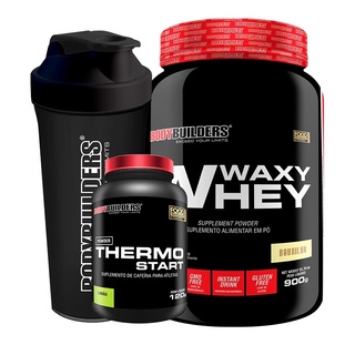 Kit Whey Protein Waxy Whey 900g + Termogênico Thermo Start Powder 120g Sabor Limão + Coqueteleira - Bodybuilders