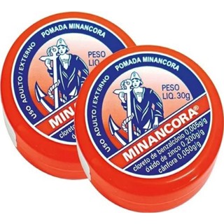 Kit Minancora pomada lata 2x30g barba cheiro forte axila picada de inseto cravos micose nos pés em Oferta na Shopee