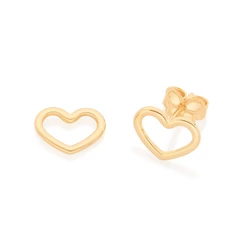 Brinco Rommanel Coração Vazado Amor Folheado A Ouro 18k - 526499