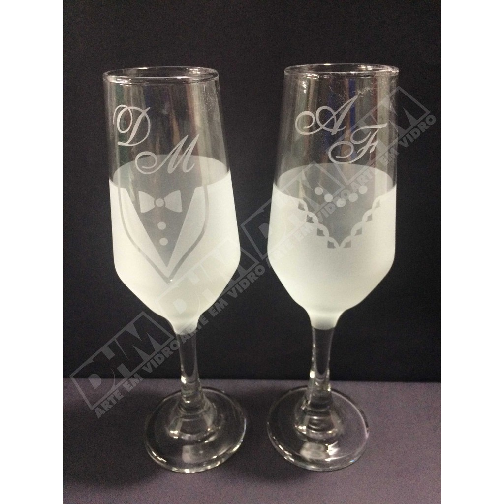 Taças Jateadas Personalizadas  Para Casamento E Noivado em Oferta na Shopee