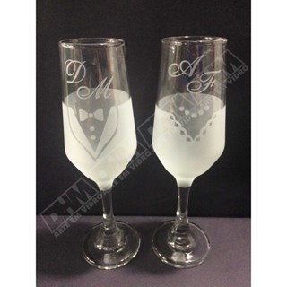 Taças Jateadas Personalizadas  Para Casamento E Noivado em Oferta na Shopee