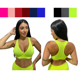 Top nadador feminino fitness com bojo removível academia e ginástica em Oferta na Shopee