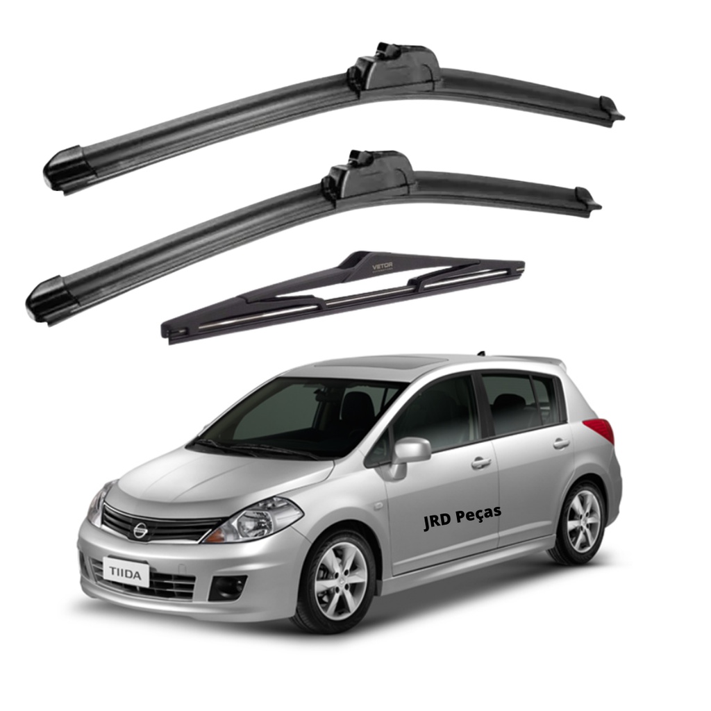 Kit Palheta Limpador Parabrisa Dianteiro + Traseiro Nissan Tiida 2008 2009 2010 2011 2012 2013 em Oferta na Shopee
