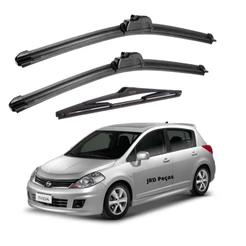 Kit Palheta Limpador Parabrisa Dianteiro + Traseiro Nissan Tiida 2008 2009 2010 2011 2012 2013