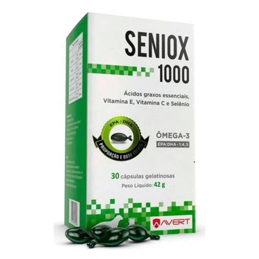 Suplemento Seniox Avert 1000 mg 30 Cápsulas - Pets