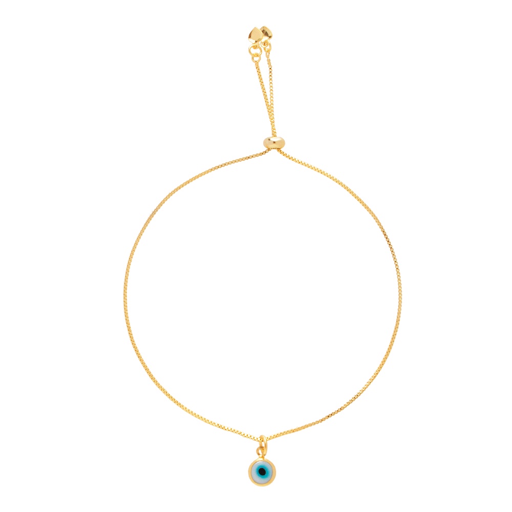 Pulseira Gravatinha Olho Grego Folheado A Ouro 18k