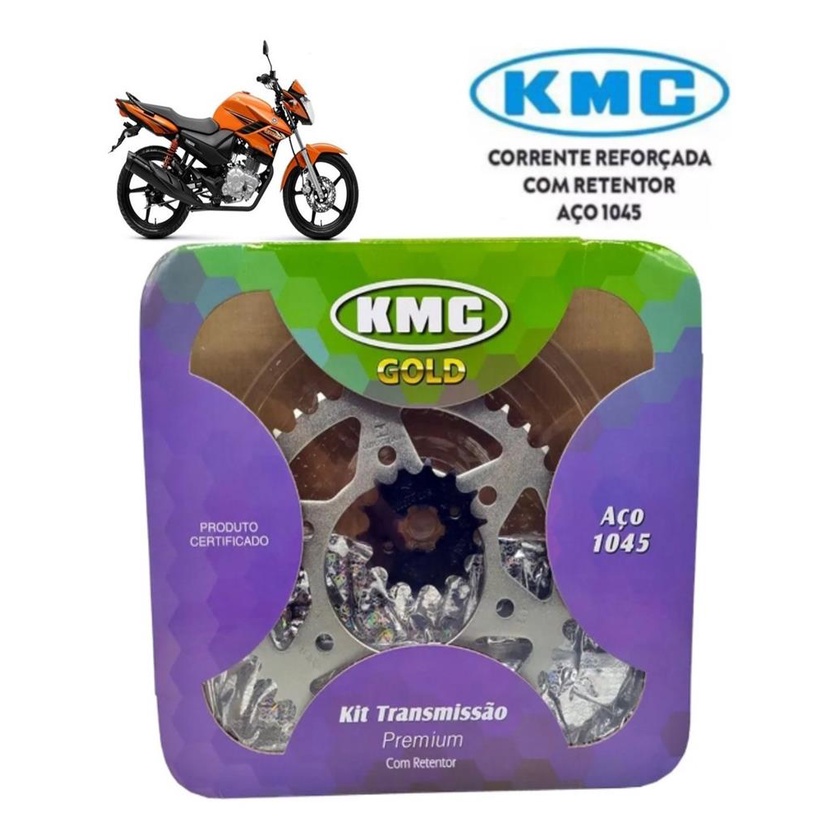 Kit Relacao Transmissao Tracao Yamaha Fazer 150 2014 2015 2016 2017 a 2020 Com Retentor Origina Kmc