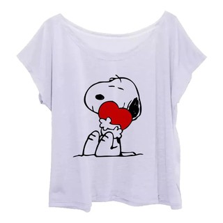 Blusa Blusinha Camiseta T-shirt Feminina Plus Size Estampa Snoopy Desenho Dog Até G3 56 Tamanho Grande Mulher Menina