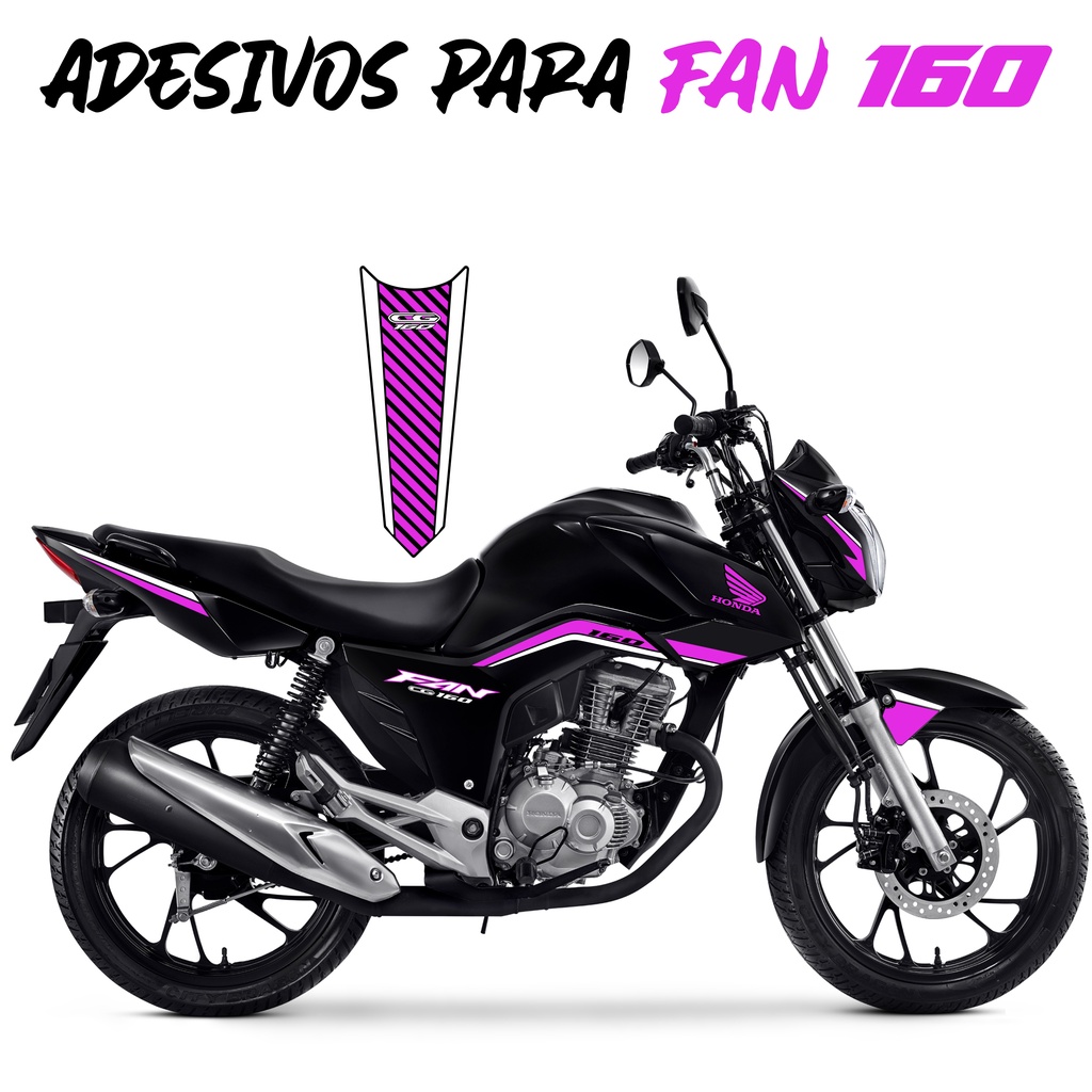 Kit Adesivos Fan 160 Modelo 2 Moto Preta C/ Lilás | Shopee Brasil