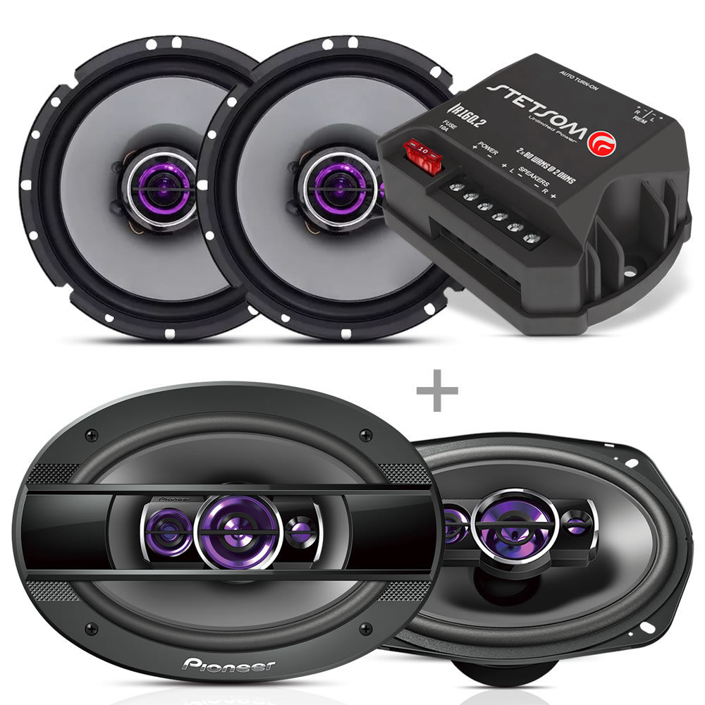 Kit Auto Falante Pioneer 6x9 400w ou 100w Rms cada 69 + Triaxial 6 200w ou 50w Rms