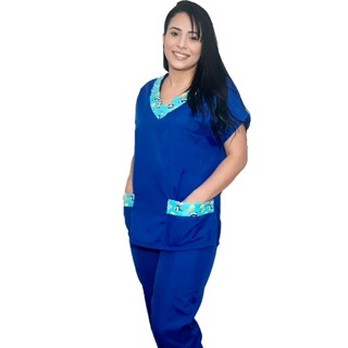 Pijama Cirúrgico Conjunto Hospitalar Azul Royal em Oferta na Shopee