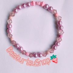 Pulseira Lilás com Missangas Rosa Baby