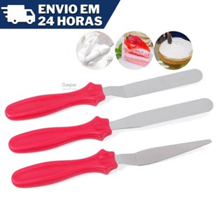 Kit Espátula Confeitar Decorar Confeiteiro Bolo 3 Peças em Oferta na Shopee
