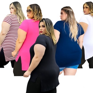 Blusa Mullet Plus Size fitness- tamanho extra T-shirt alongada tapa bumbum