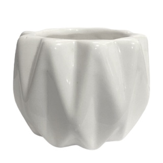 Vaso Cachepot Redondo Branco com design clean e sofisticado 8x7cm