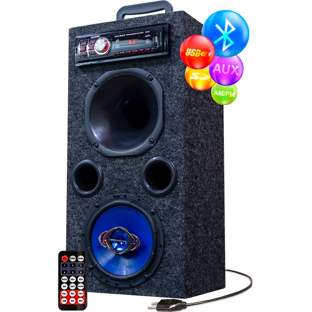 Caixa de Som Residencial Bob Ativa Alto Falante 6 Bluetooth Usb Pen Drive Fm Am Aux - Audio