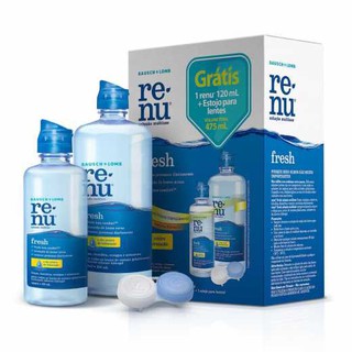 KIT Solução Limpadora para Lentes de Contato Renu Fresh 475ml (Contém 1 frasco355ml+1 frasco 120ml+1 Estojo para Lentes)