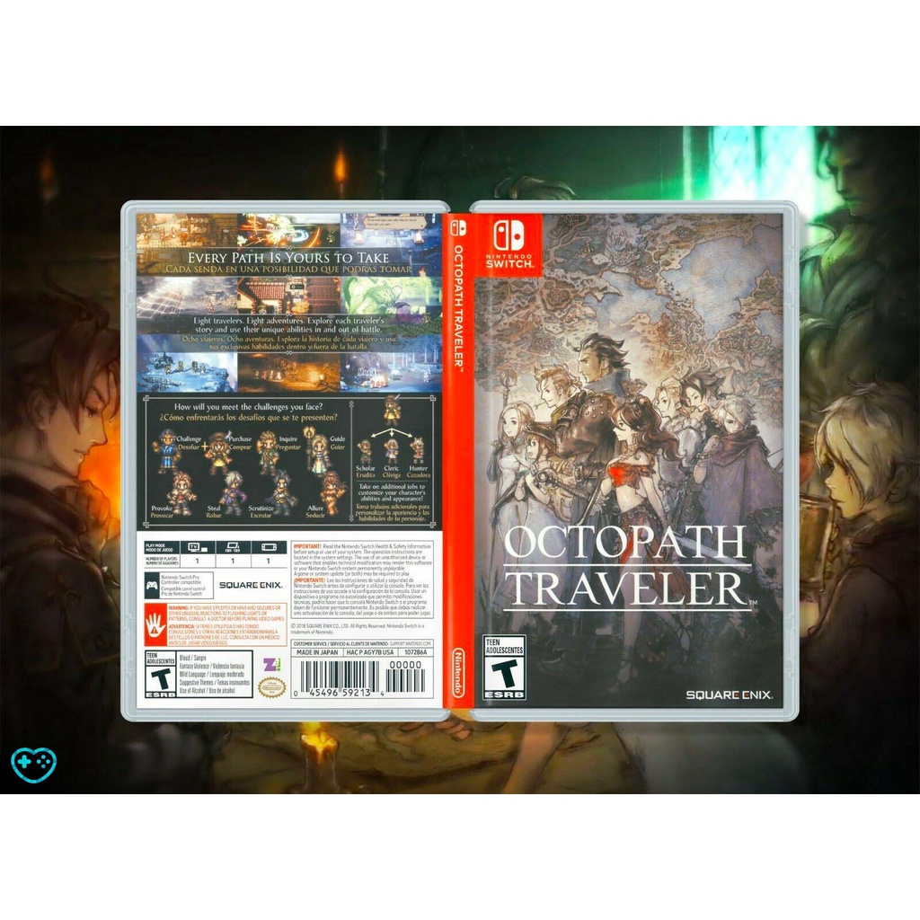 Octopath Traveler Encarte Impresso - Reposição de Capa Frente e Verso - Substituição de Capinha e Case / Caixa