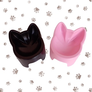 Comedouro Bebedouro Elevado Alto Para Gato Kit 2 Unidades Plástico Rosa e Preto