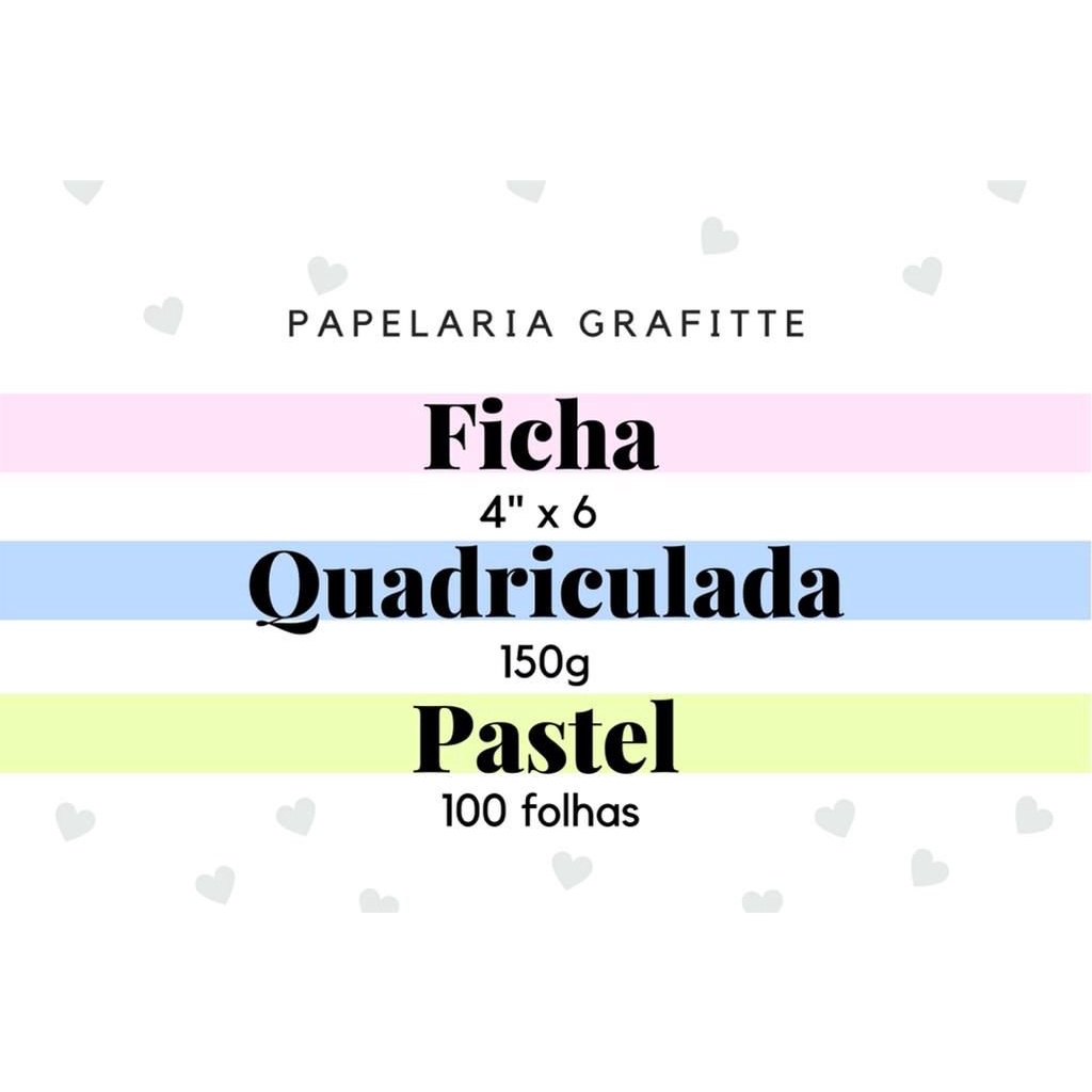 Ficha Quadriculada Pastel 4x6 100 folhas