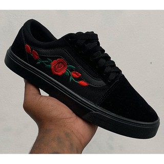 vans old skool preto flor