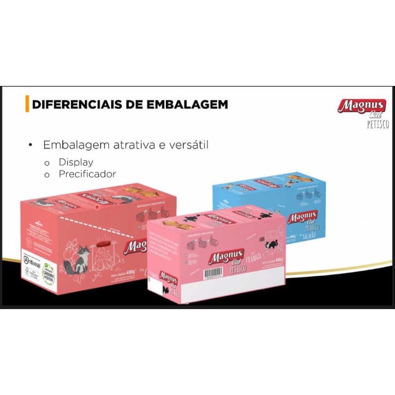 Kit 10, 20, 30, 40 ou 50 un. Petisco para Gatos MAGNUS CAT 40g