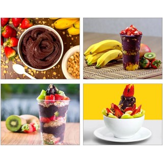 4 Adesivos De 58x45 Cm Açai Tigela Sorvete Sorveteria