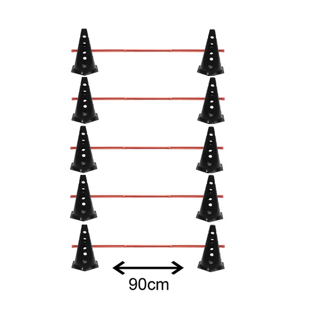 Cones Furados Preto Com Barreira Kit Agilidade Salto Funcional