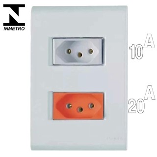 Kit 10 Conjunto Tomada Dupla 10A Branca e 20A Vermelha Tramontina Liz ...
