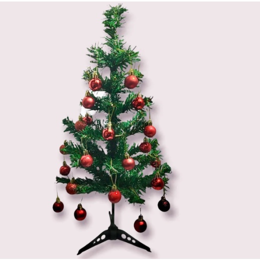 Árvore De Natal Pequena 60 cm Decorada Com 24 Bolinhas Natal Enfeites  natalinos festa | Shopee Brasil