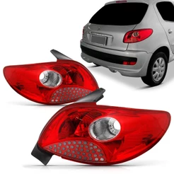 Par Lanterna Peugeot 207 Hatch 2009 2010 2011 Grade Vermelha