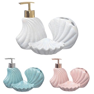 kit Saboneteira Lavabo Ariel Perolado Perola Ceramica | Jogo Banheiro 3 Peças | Concha