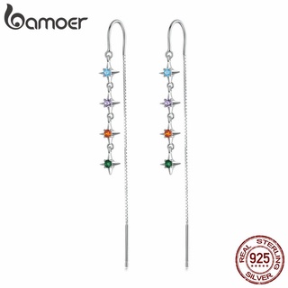 Bamoer Um Par De Brinco De Zircônia Com Zircônio Estrelado 925/Ornamentos Elegantes Para Mulheres/Meninas/Presente