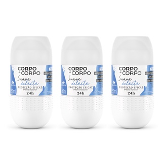 Kit 3 Desodorante Davene Corpo À Corpo Roll On Suave - Nova Embalagem