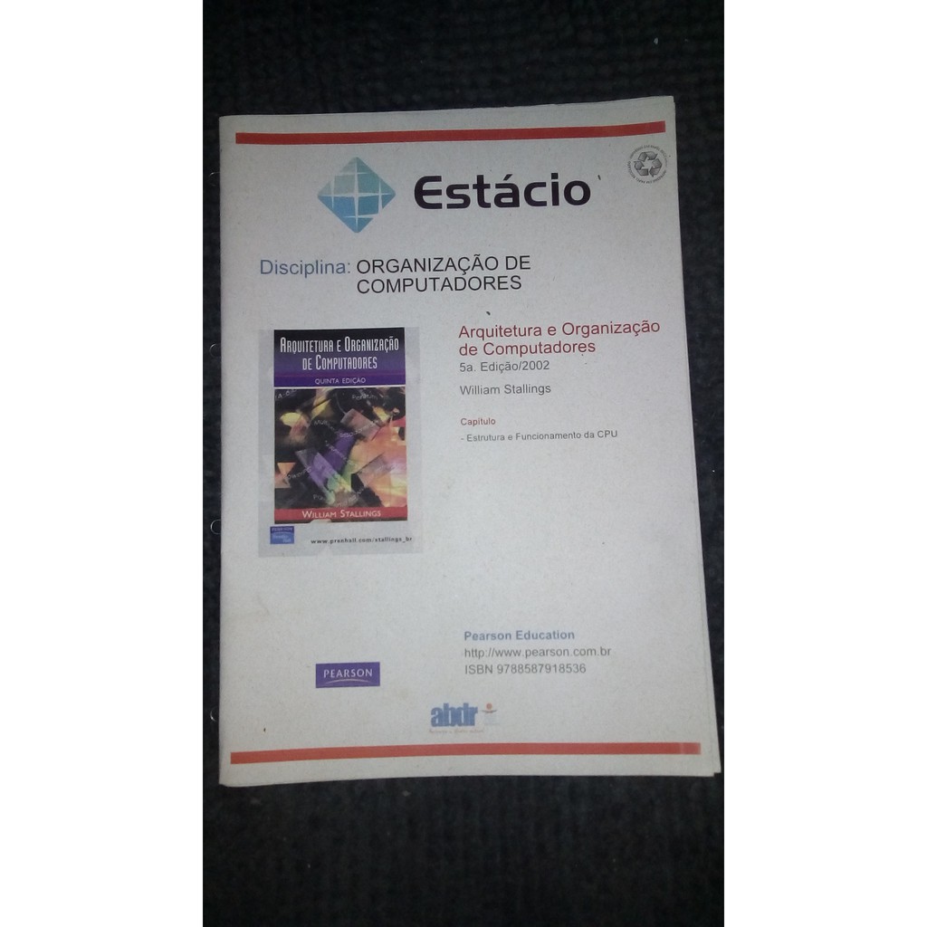 Apostila Graduação Universidade Estácio de Sá - Arquitetura e Organização de computadores (usado)