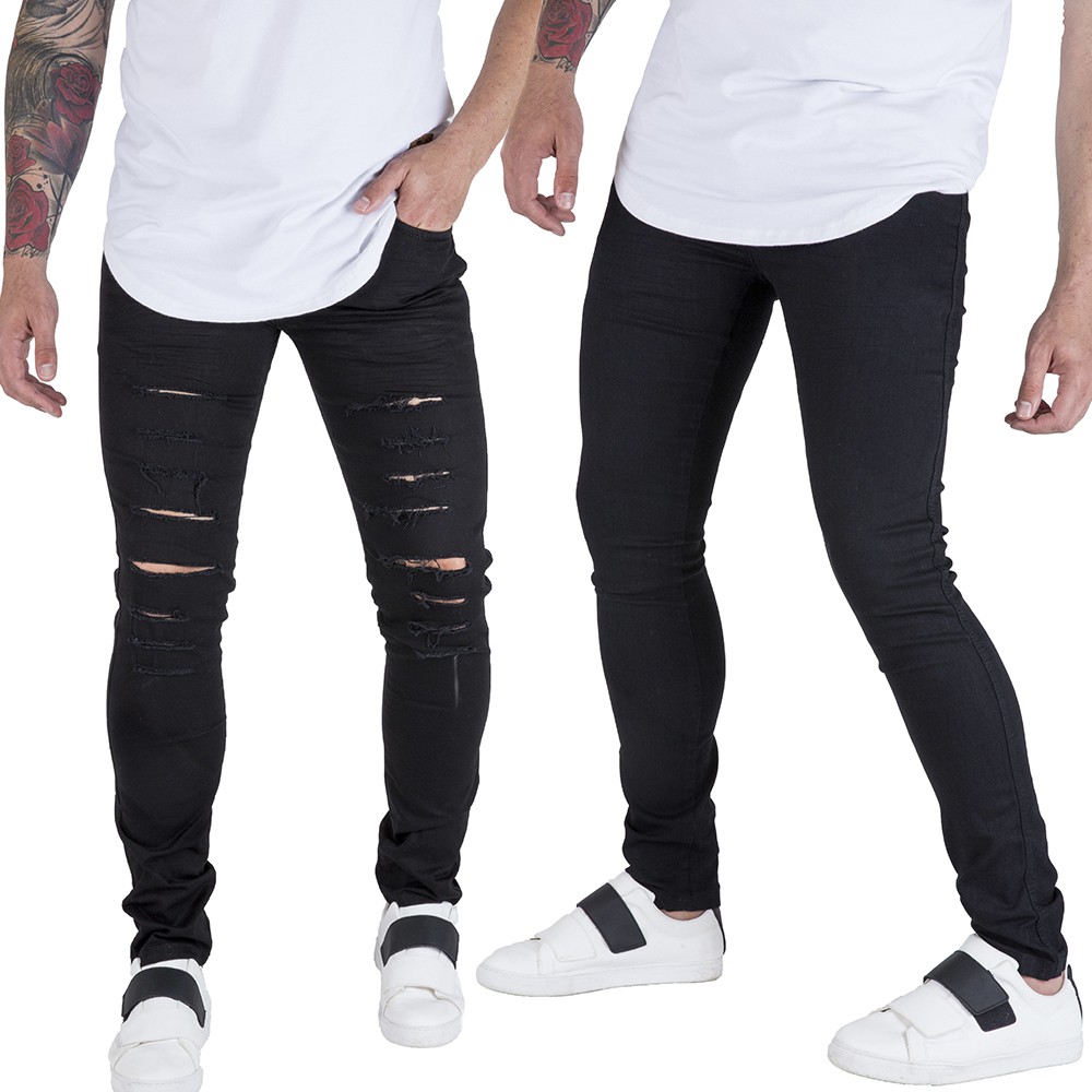 Kit Cal As Masculina Jeans Sarja Slimfit Skinny Lycra Elastano Shopee Brasil