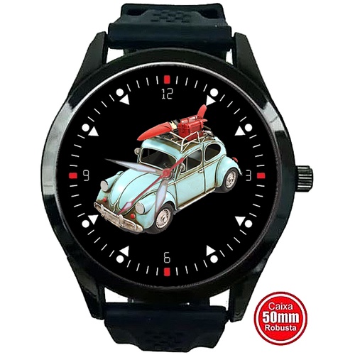 Relógio de Pulso Personalizado Fusca Antigo Fundo Preto Coleção Colecionador Lindo Top +vendido