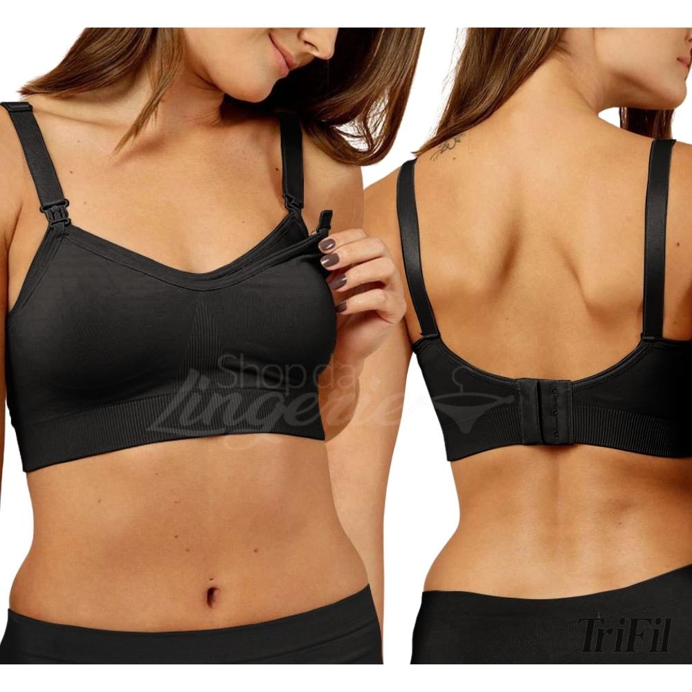 Sutia Top Feminino de Amamentacao Sem Bojo Trifil Alca Ajustavel Fecho Click Liso - Women Clothes
