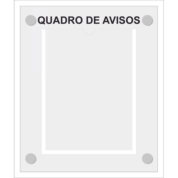 Quadro De Aviso Gestão Com 1 Displays A4 Acrílico Branco