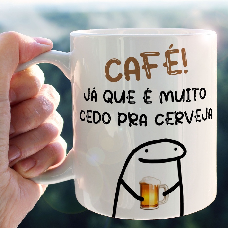 Caneca Flork Meme Com Café, Sem Café